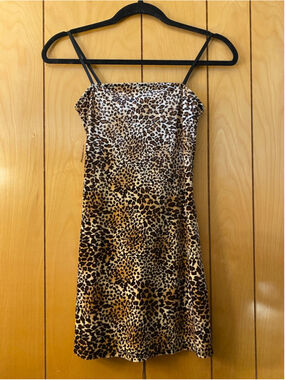 Women's Mixed Threads Leopard Print Mini Dress S Brown Black